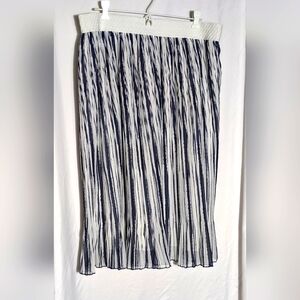 Women's Metro Wear Skirt | Sheer Blue & Creamy White Gathered Stripes | Sz 1X